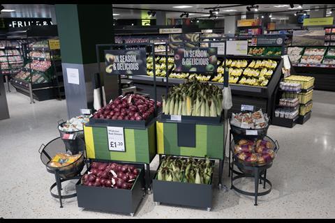 Fresh produce on display at Waitrose John Barnes, London